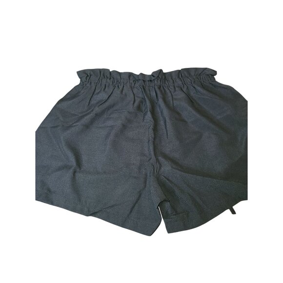 Black Drawstring Paperbag Waist Womens Shorts XL - Picture 3 of 5